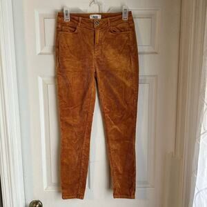 Paige Jeans Womens Hoxton Ankle Mid Rise Brown Gold Corduroy Pants Size 26
